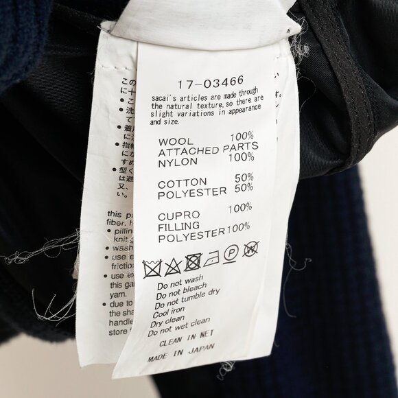 Sacai AW/17 Navy & Black Wool MA-1 Knit Cardigan - Picture 10 of 11